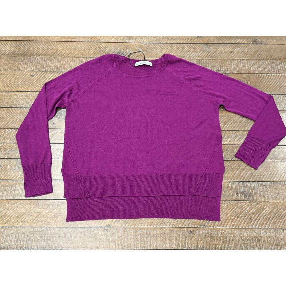 Zara Purple Knit Lightweight Sweater Top High Low - Women's Size M - Picture 4 of 6